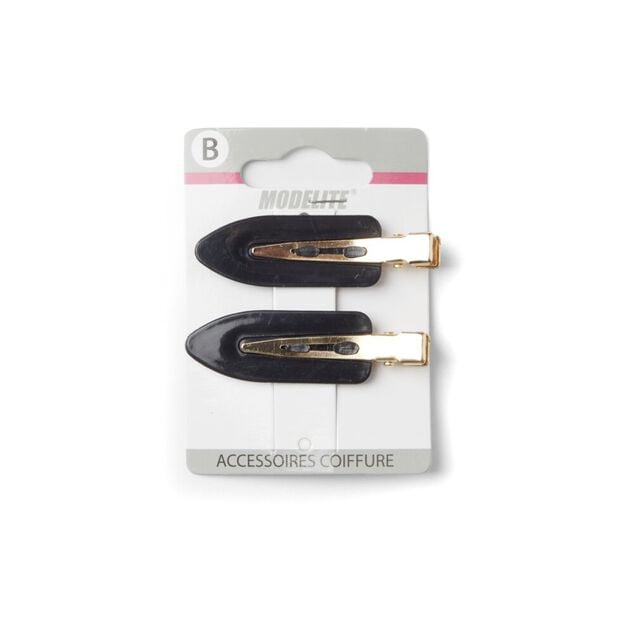Lot de 2 barrettes &agrave; cheveux plates clic-clac noir et dor&eacute;