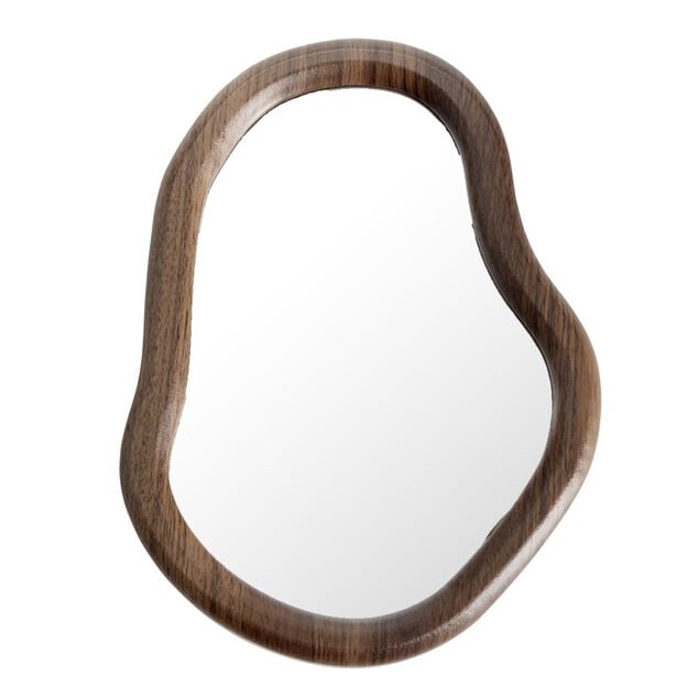 Miroir organique en bois effet noyer 20x27cm