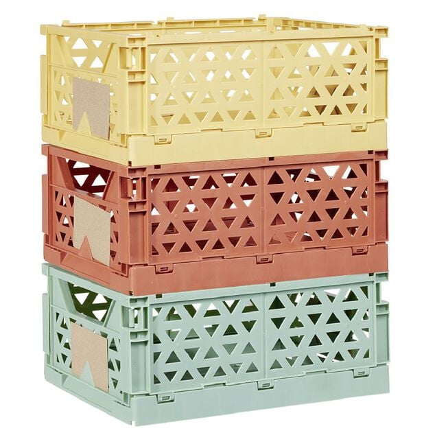 Caisse pliable avec porte-&eacute;tiquette vert L33xl25xH15cm