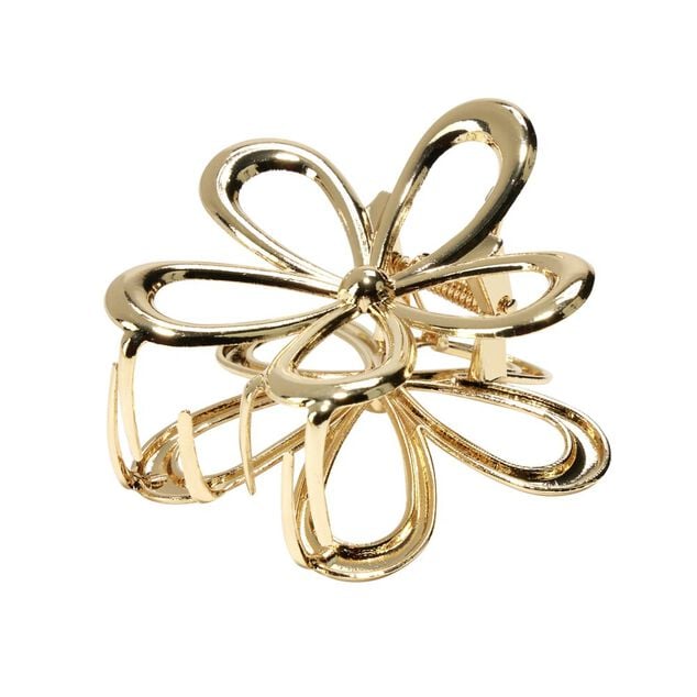 Pince &agrave; cheveux grande fleur en m&eacute;tal dor&eacute;