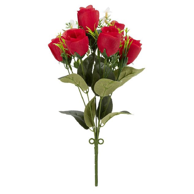 Piquet de boutons de Roses - Fleur artificielle rouge blanc