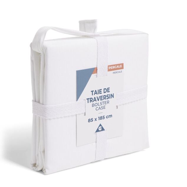 Taie de traversin 85x185cm 100% coton percale blanc