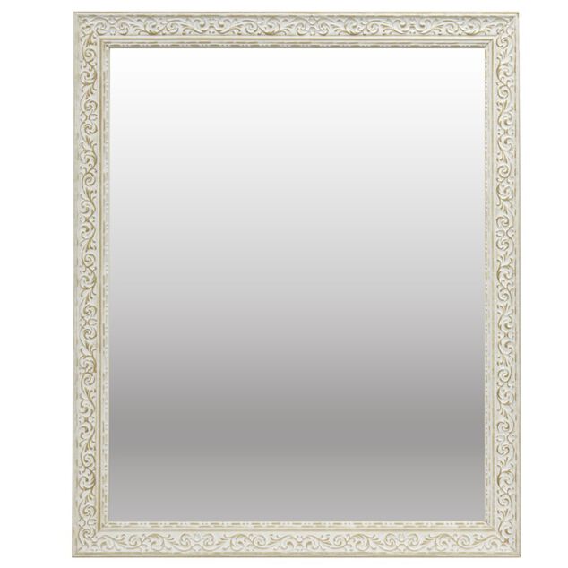 Miroir bord bois et verre mod&egrave;le Eug&eacute;nie blanc 40x50cm