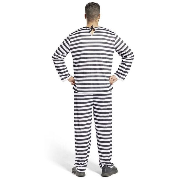 D&eacute;guisement prisonnier adulte ray&eacute; noir blanc - Taille S
