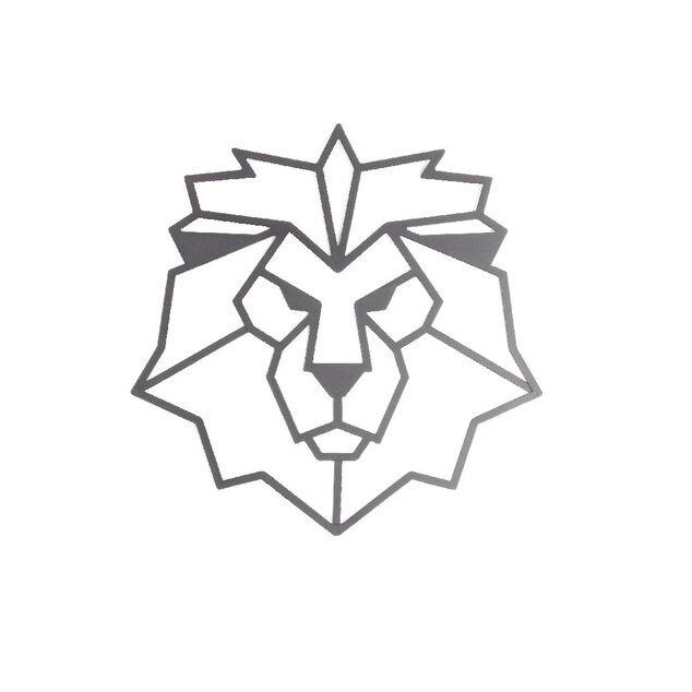 Décoration murale lion métal noir 30xH30cm