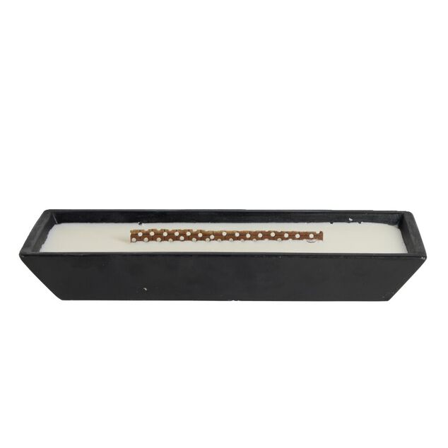 Bougie cire en c&eacute;ramique noir effet flamme chemin&eacute;e 30,5x10,5xH4,5cm