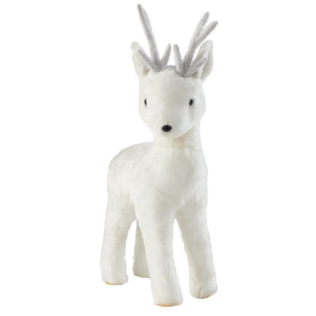 D&eacute;coration &agrave; poser renne debout H36 cm blanc