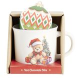 Coffret mug Noël 330ml motif mignon avec biscuits (3 modèles)