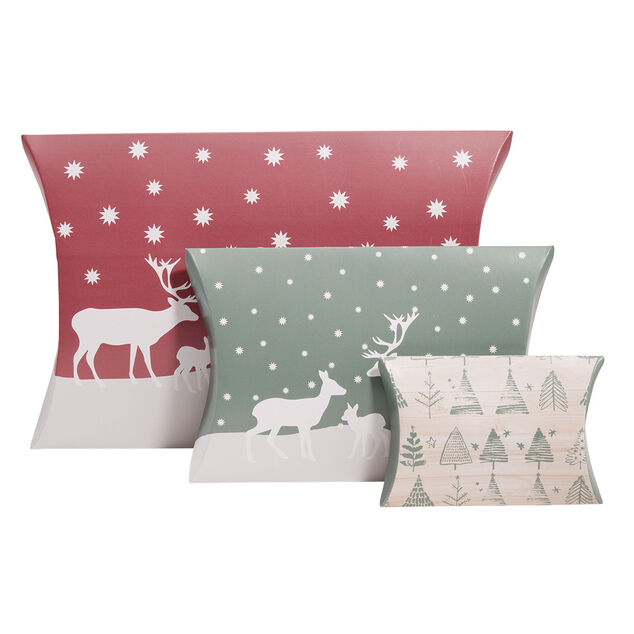 Bo&icirc;te cadeau papier recycl&eacute; motif No&euml;l x3