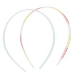 Serre-tête x2 plastique coloré translucide 1 bleu et 1 multicolore