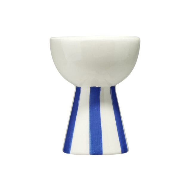 Coquetier motif bayad&egrave;re rayures color&eacute;es dolomite &Oslash;5xH6,5cm