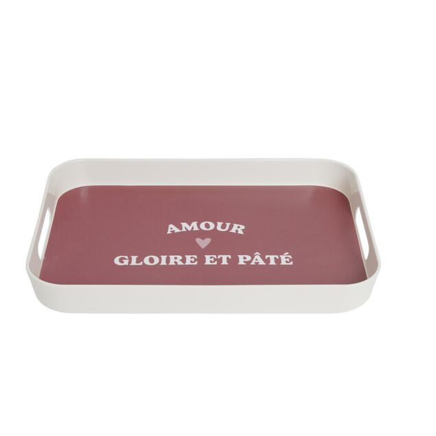 Plateau de service Amour gloire et pâté en mélaminé rouge 24x33cm