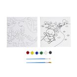 Kit toile à peindre motifs animaux avec pinceaux et peintures 20x20cm