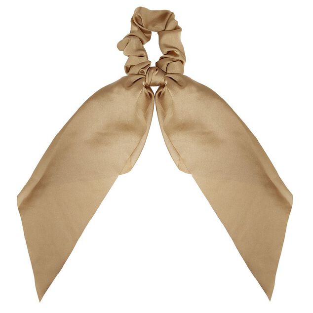 Chouchou ruban long dor&eacute; effet satin&eacute; &Oslash;7xL25cm