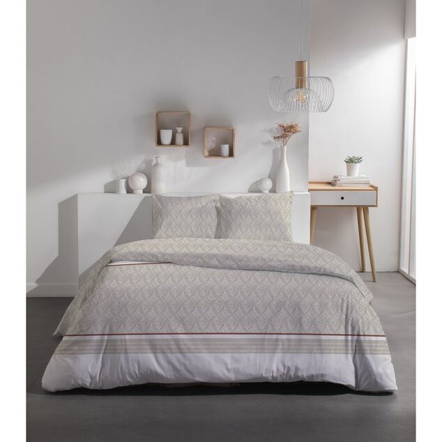 Parure de lit 220x240cm 2 personnes micro lav&eacute;e &agrave; motifs (3 mod&egrave;les)