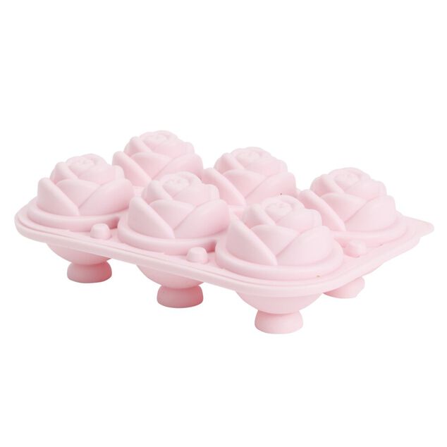 Moule &agrave; gla&ccedil;on x6 forme fleur silicone rose 12,5x18cm