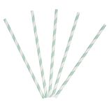 Paille en papier motif chevron blanc turquoise x20