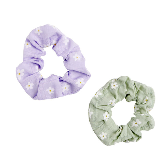 Chouchou en tissu x2 motif fleur &Oslash;7cm (2 mod&egrave;les)