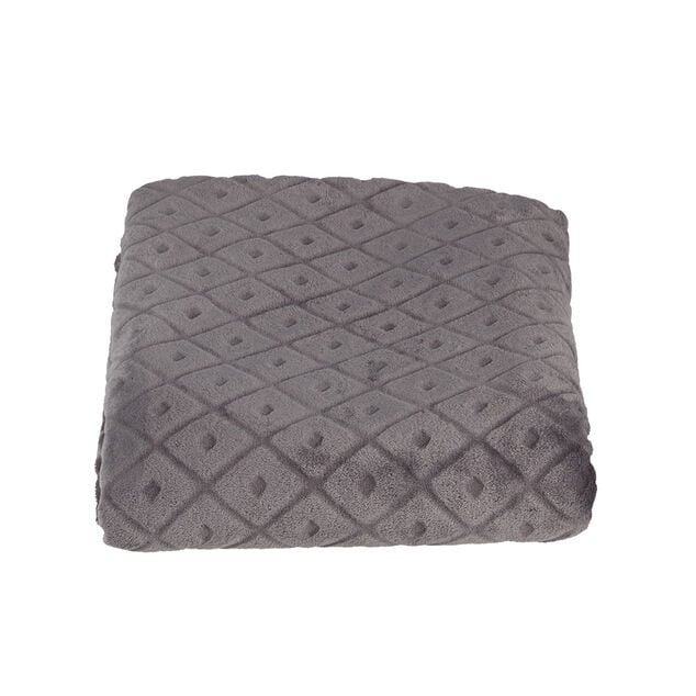 Plaid en flanelle uni gris relief losange