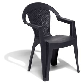 Fauteuil de jardin monobloc Viva plastique dossier tressé gris 53xP56xH80cm