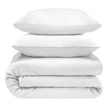 Parure de lit 2 personnes 240x260cm blanc finition bouton (3 pi&egrave;ces)