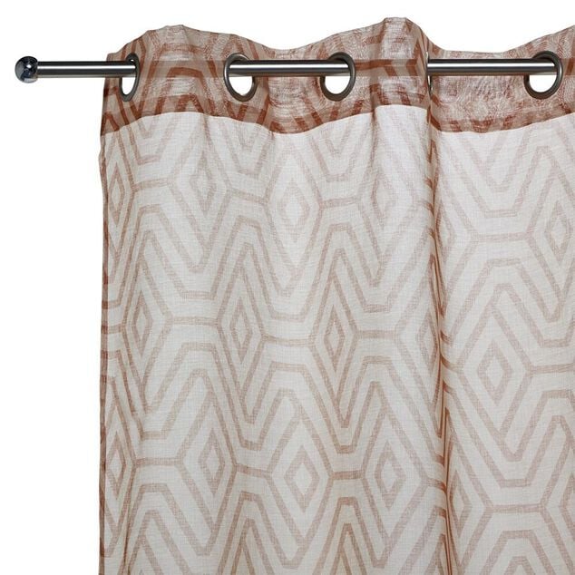 Voilage beige imprim&eacute; orange 100% polyester 140x240cm