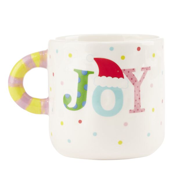 Tasse Noël avec anse à rayures Ø8xH10cm (3 modèles)