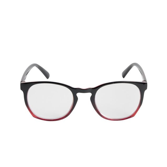 Lunette loupe de lecture en m&eacute;tal et plastique rouge 13,5x14xH4,5cm