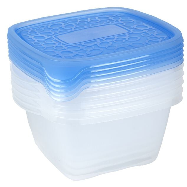 Bo&icirc;te alimentaire Take away 1.1 L transparente et bleue x5