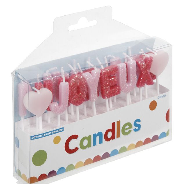 Bougies Joyeux anniversaire rose
