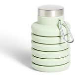 Bouteille r&eacute;tractable 480ml inox et silicone vert pastel &Oslash;7xH19cm