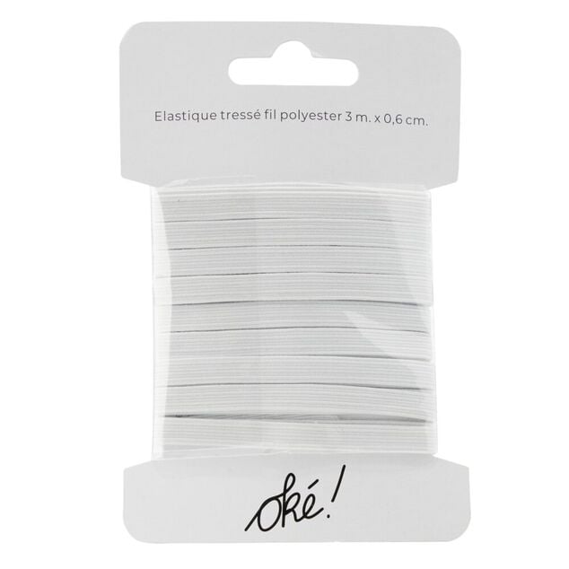 &Eacute;lastique tress&eacute; blanc 6mm L5m