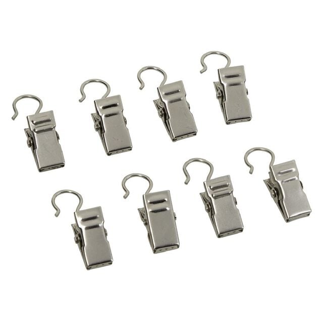 Pince clip m&eacute;tal gris chrom&eacute; x8