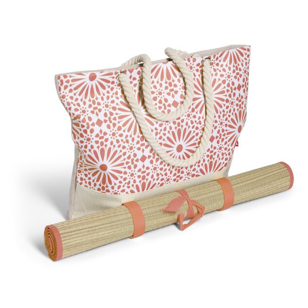 Sac de plage 48x29cm et natte 180x60cm Funky polyester et paille