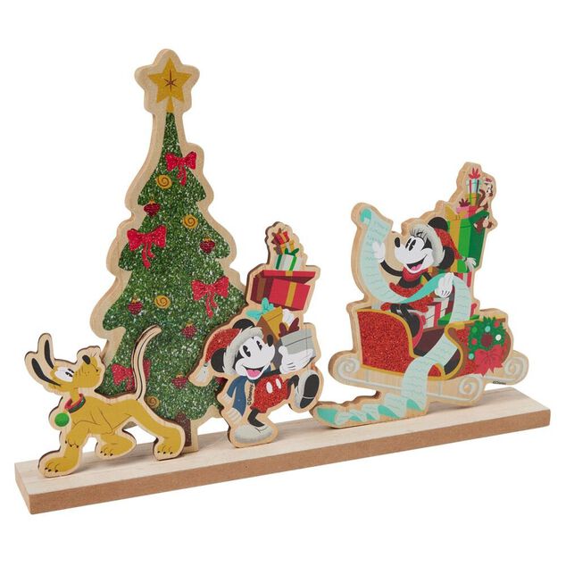 D&eacute;coration Disney &agrave; poser Mickey &agrave; No&euml;l bois 34x5xH25cm