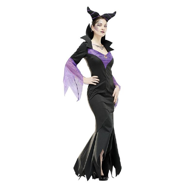 D&eacute;guisement adulte Halloween reine mal&eacute;fique noir violet  taille L