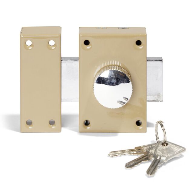 Verrou bouton fer et acier 11x8,6x7,9cm