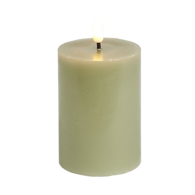 Bougie pilier &agrave; LED vert &Oslash;7xH10cm