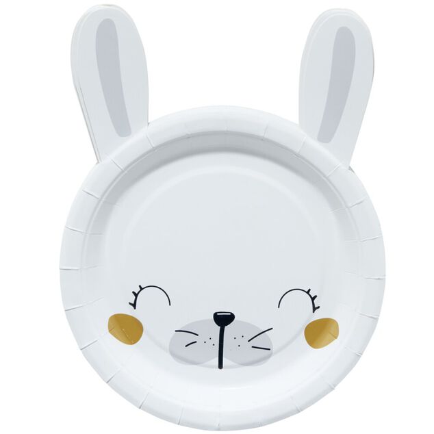 Lot de 10 assiettes en carton design lapin de P&acirc;ques