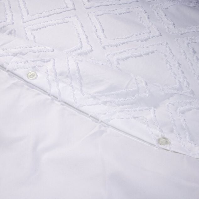 Parure de lit 2 personnes 260x240cm Queen Size uni tuft&eacute; (2 mod&egrave;les beige ou blanc)