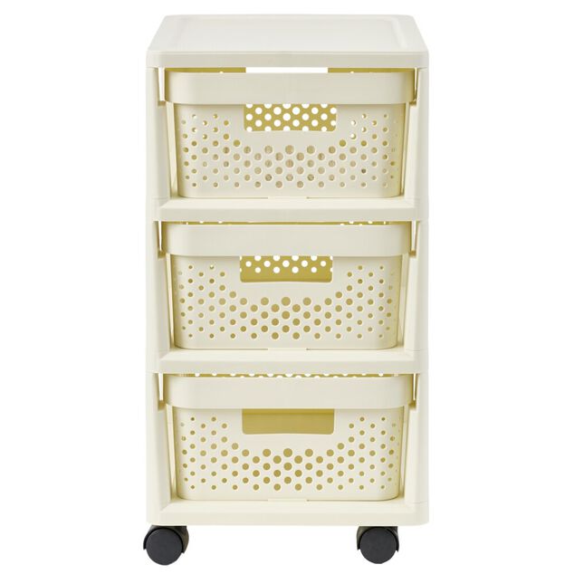 Tour de rangement &agrave; roulettes 3 tiroirs plastique L29,5xP35,5xH53cm (2 mod&egrave;les)