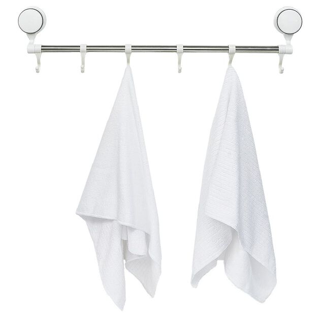 Barre porte serviettes &agrave; ventouses 6 crochets L.60 cm