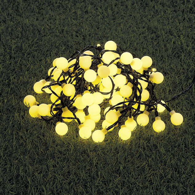 Guirlande &eacute;lectrique int/ext 96 LED boule blanc chaud 7,6 m