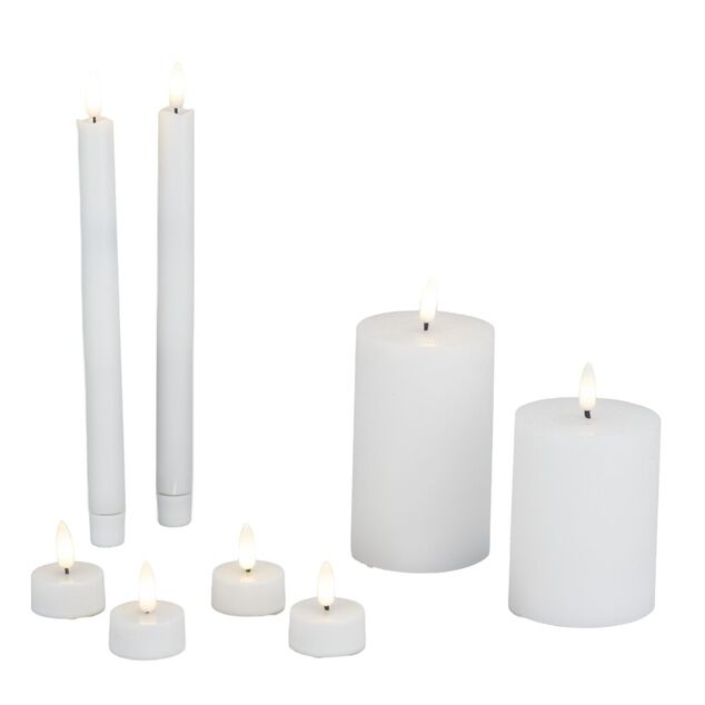 Bougie LED X9 pcs L22X9XH25 cm plastique blanc