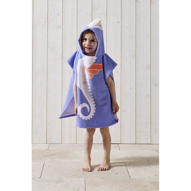 Poncho de plage enfant hippocampe TU 55x110cm