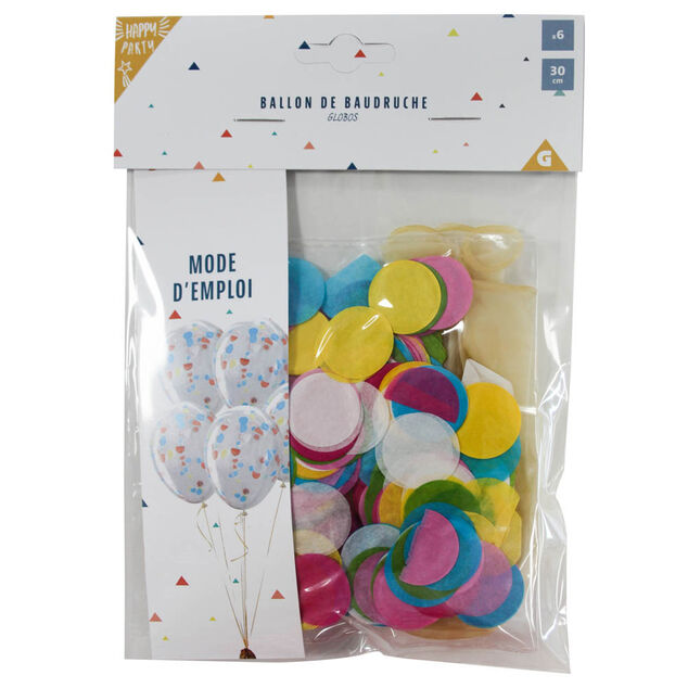 Ballon et ses confettis x6