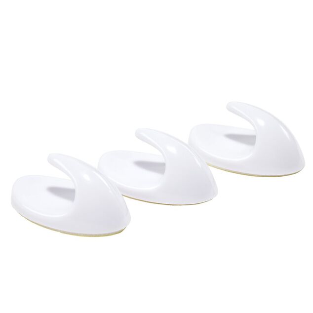 Lot de 3 accroches torchons adh&eacute;sifs plastique blanc