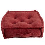 Coussin de sol carré bouclette rouge 45x45cm