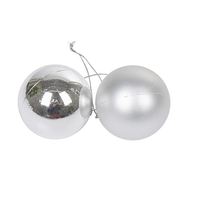 Boule de No&euml;l argent&eacute;e brillante et mate x10