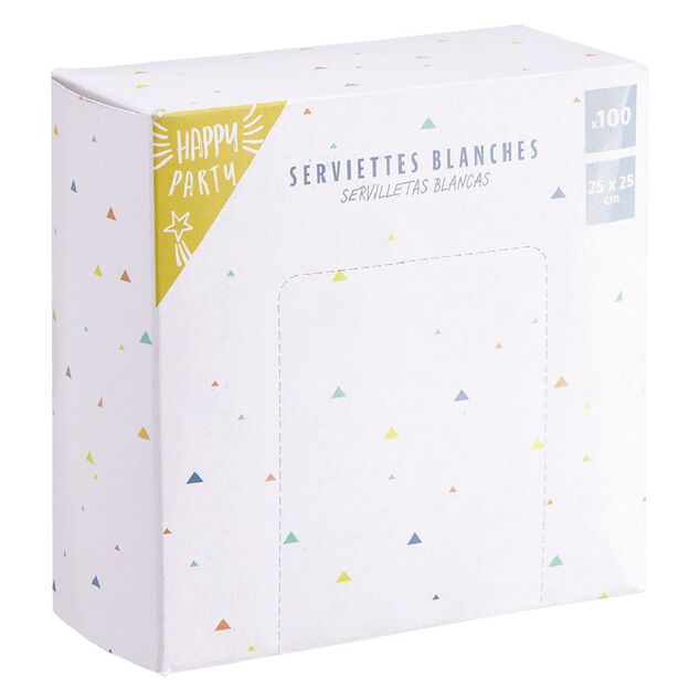 Serviette cocktail jetable carr&eacute; blanc x100